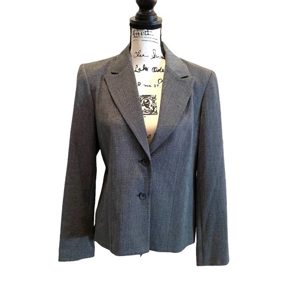 Rafaella Blazer Jacket Petite Black Size 12P Stretch Business Office preppy